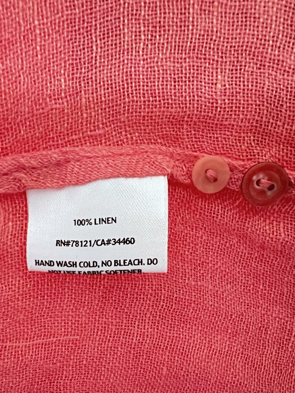 Eileen Fisher Coral Linen Tunic Duster Top Gauze 3X - Picture 4 of 9
